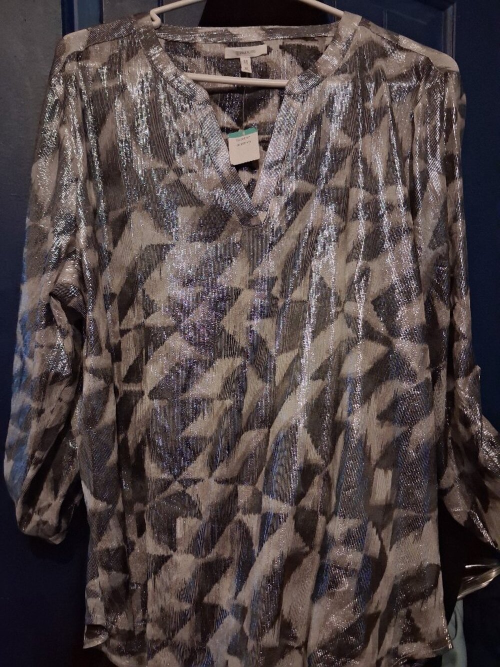silver blouse